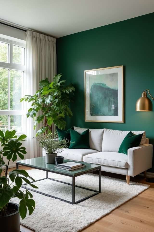 dark green accent contrasts