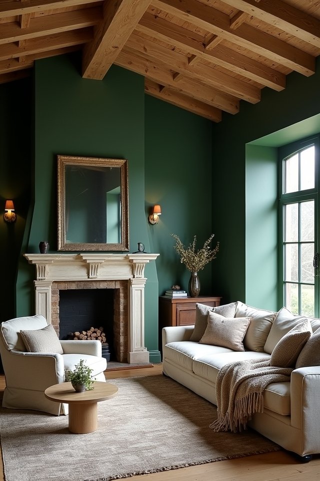 dark green and light oak