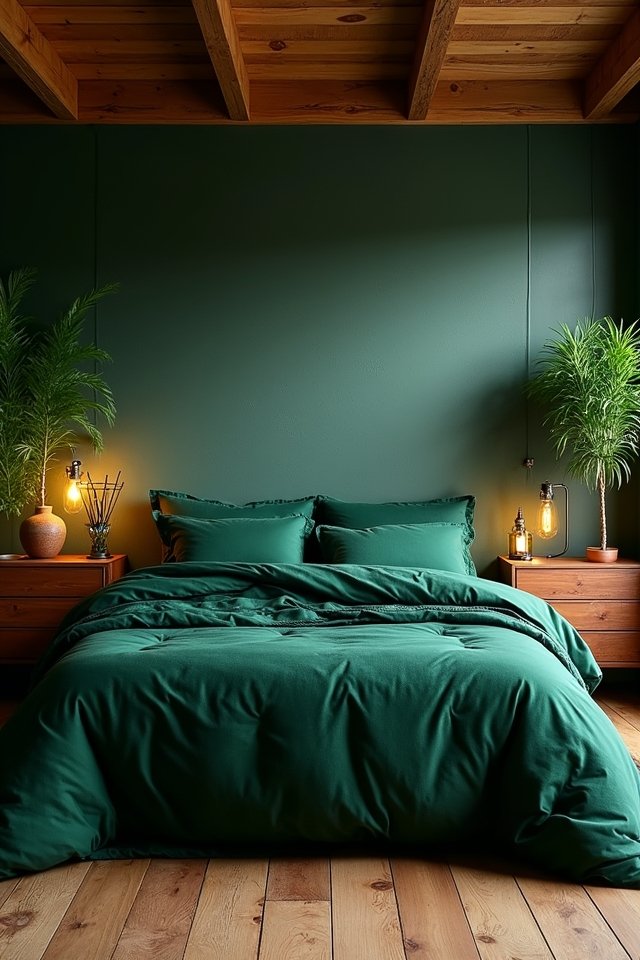 dark green and wood