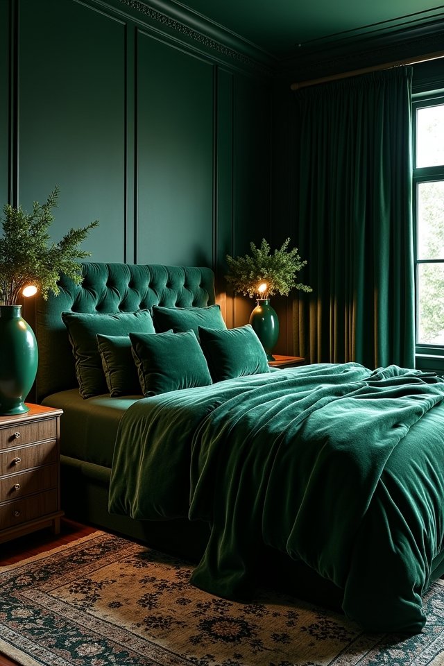 dark green bedroom decor