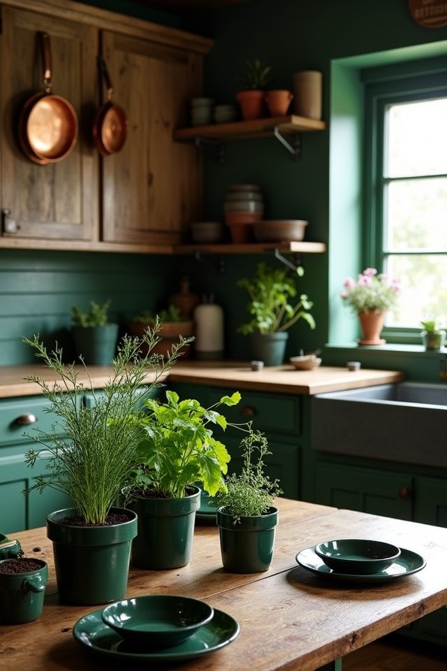 dark green kitchen accessories