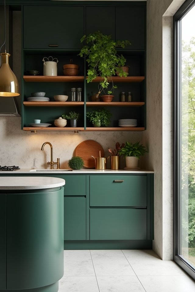 dark green kitchen cabinets