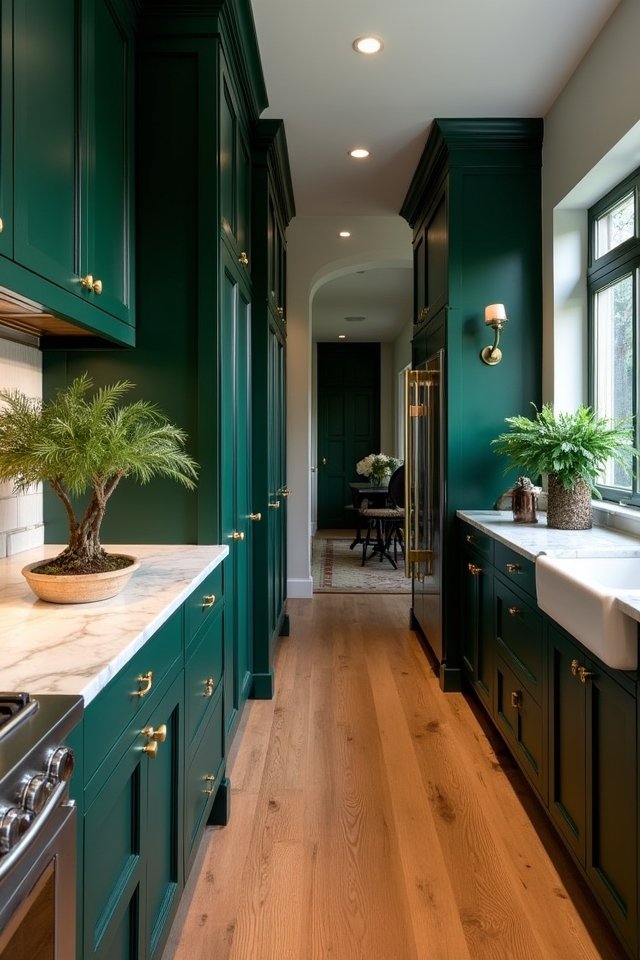dark green kitchen elegance