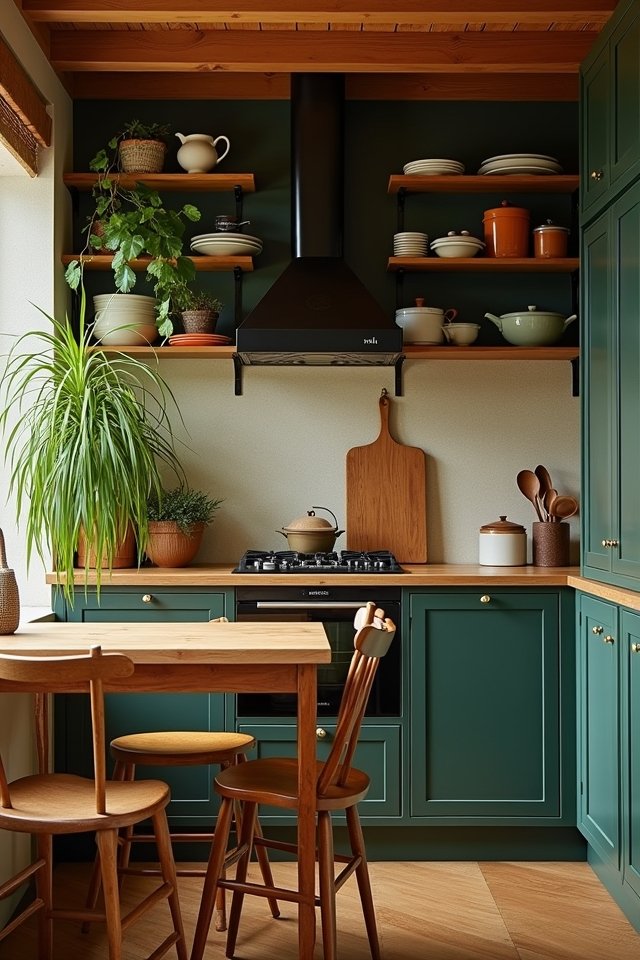 dark green natural wood accents