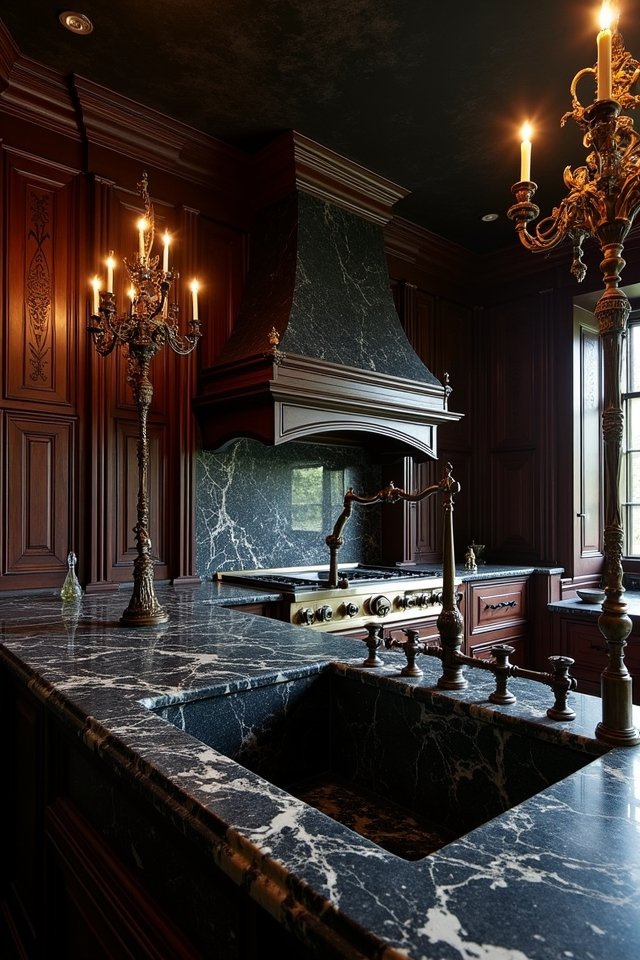 dark marble elegance kitchen