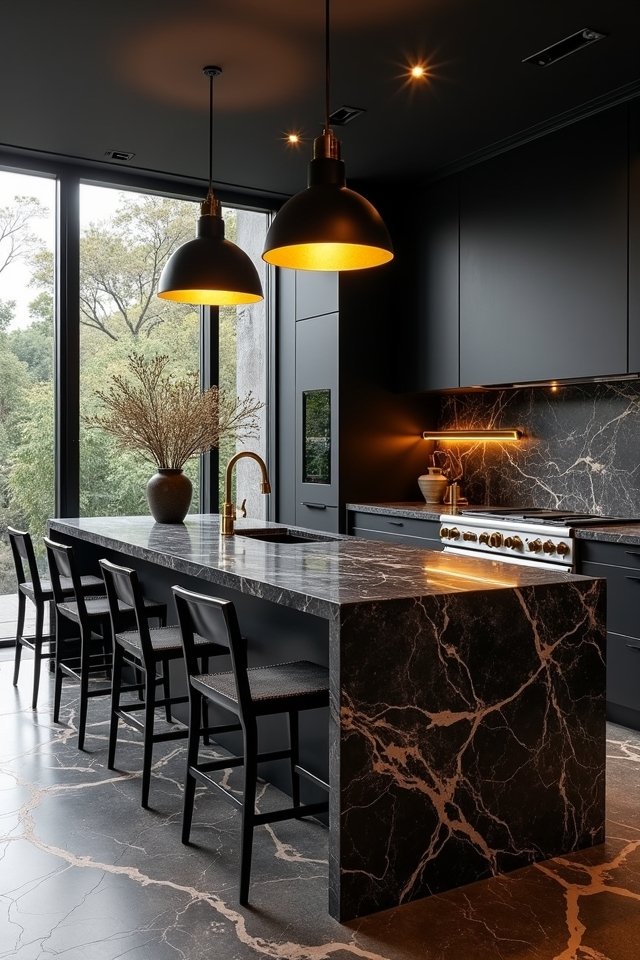 dark marble kitchen elegance