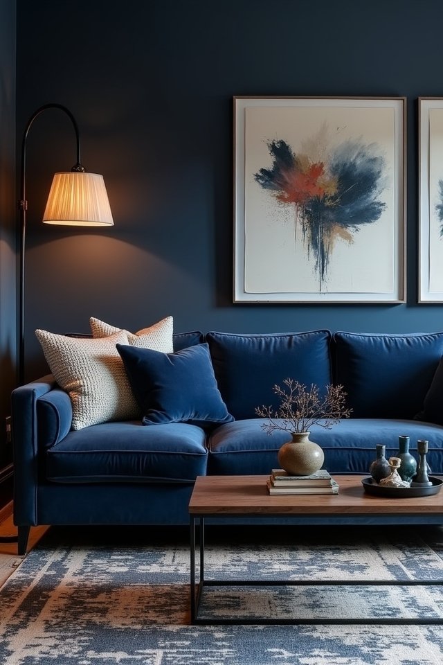dark navy living room accents