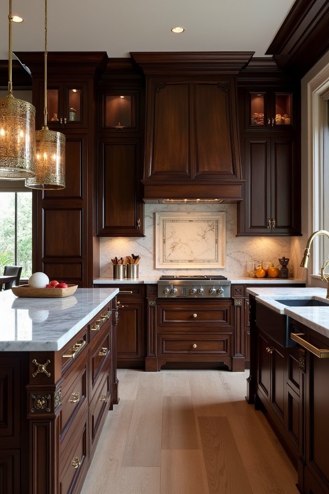 dark wood brass elegance
