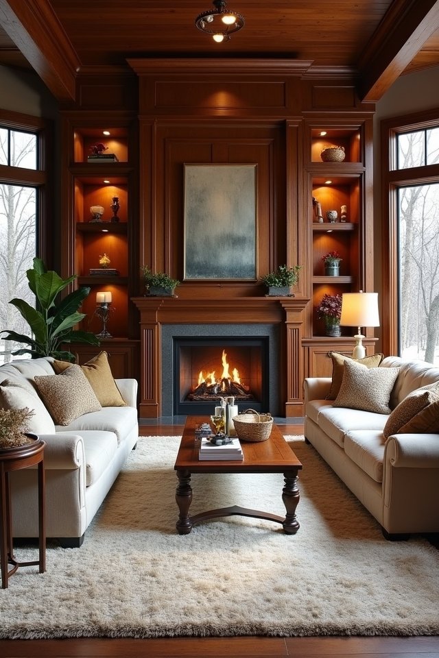 dark wood custom built ins