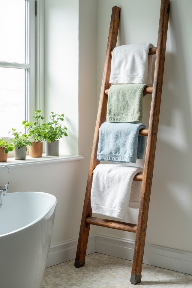 decorative ladder bathroom charm