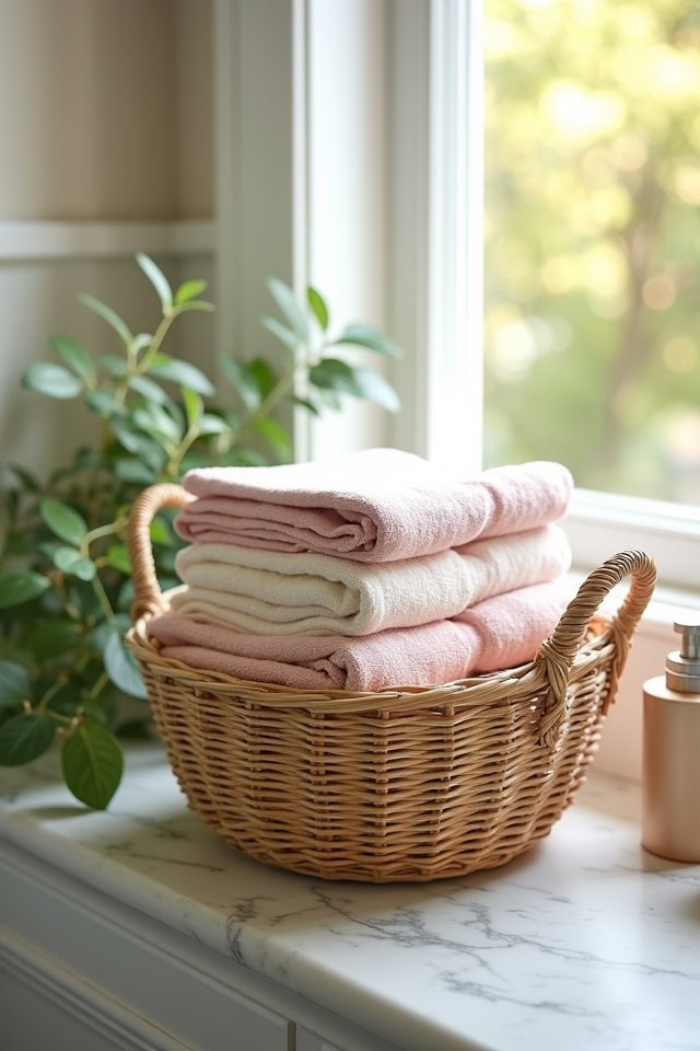 decorative towel display basket