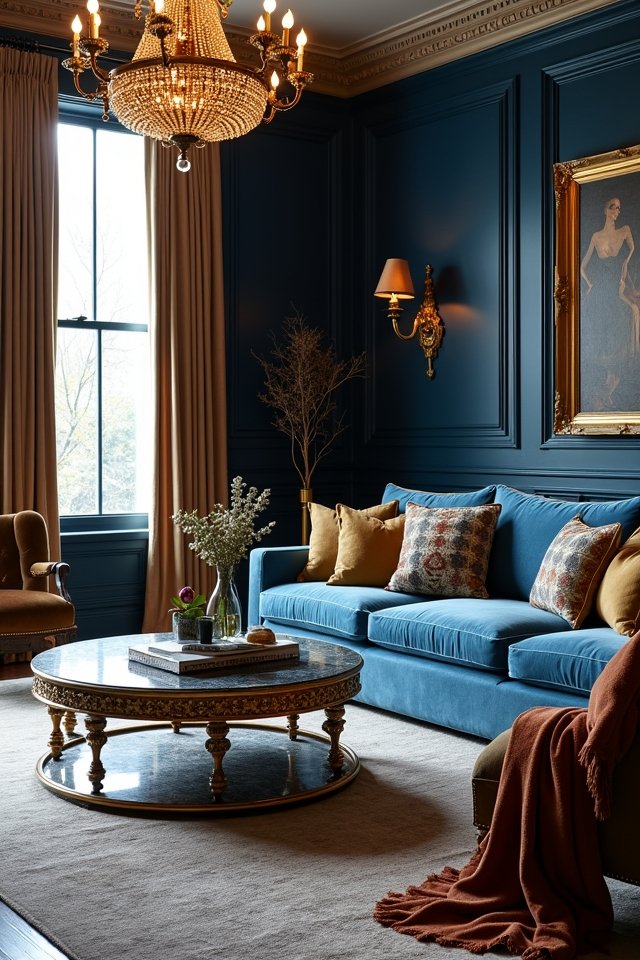 deep blue and gold