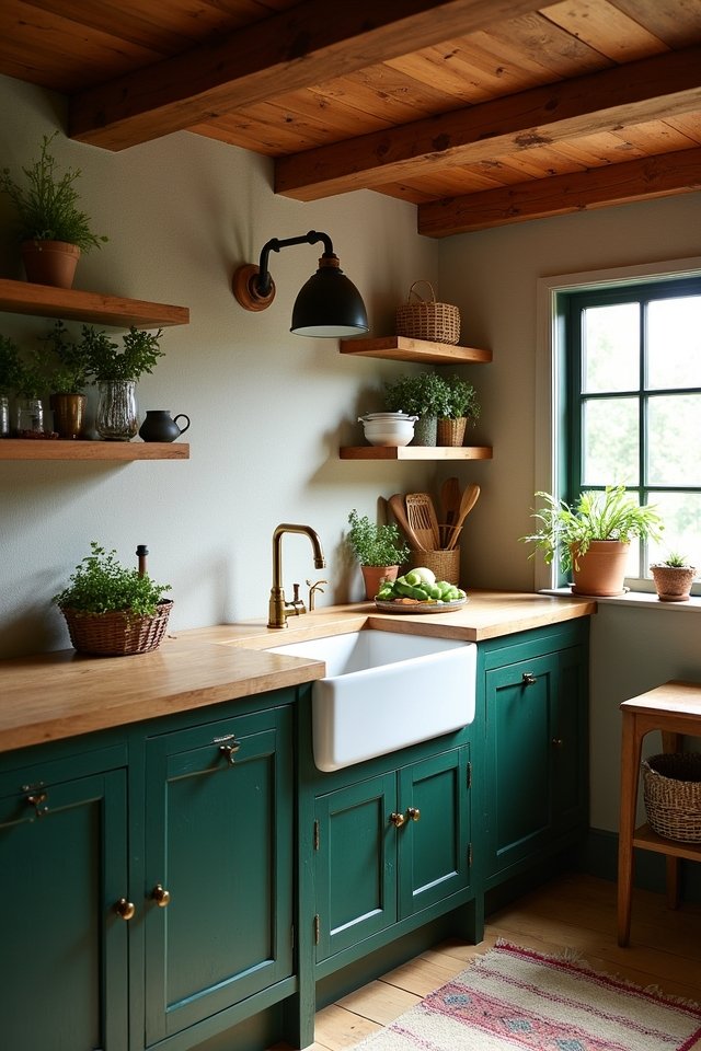 deep green cabinet elegance