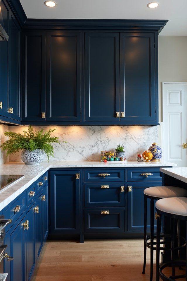 deep navy kitchen elegance