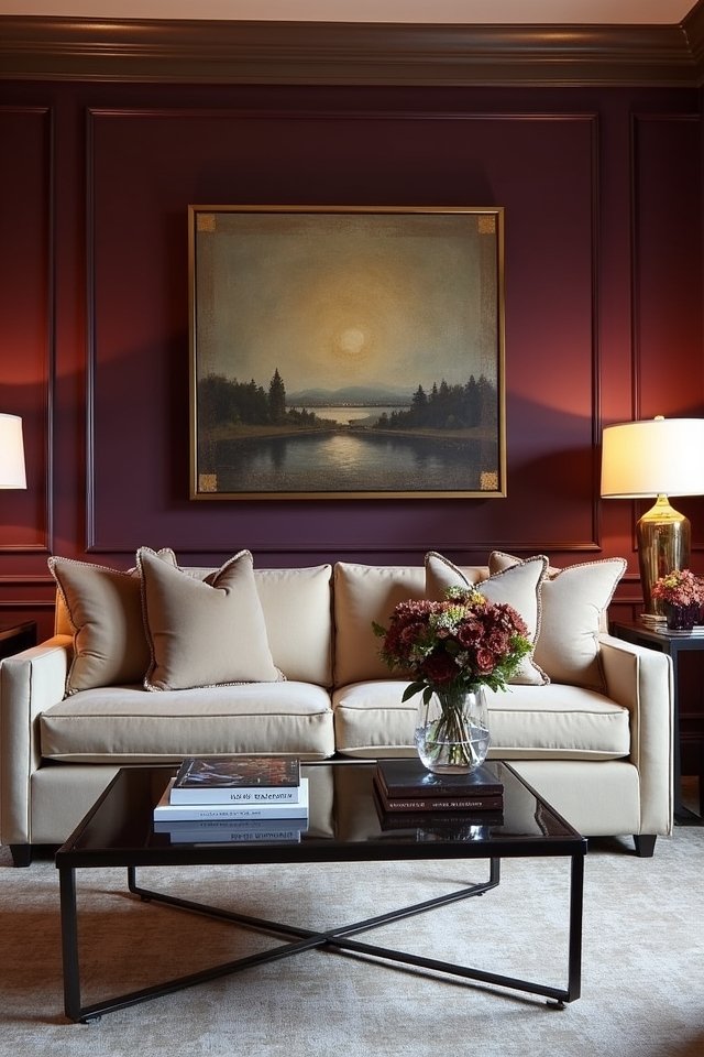 deep plum living room elegance