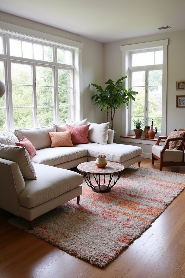 define spaces with area rugs