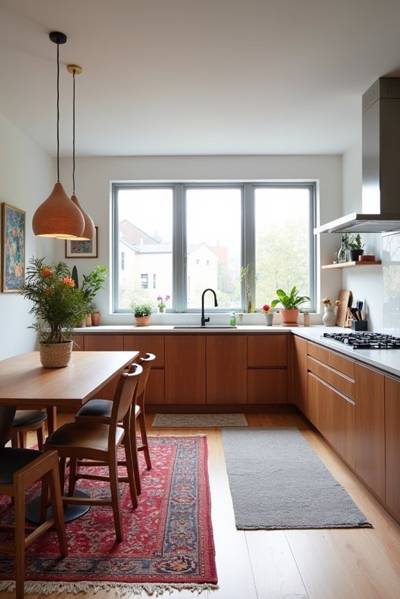 defined zones with area rugs