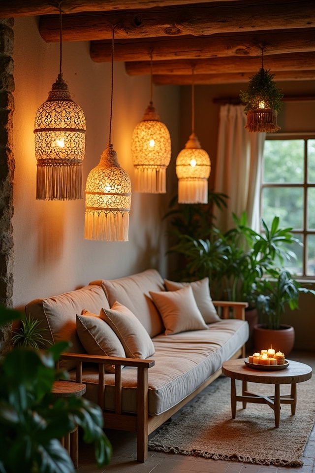 diy boho lantern crafting