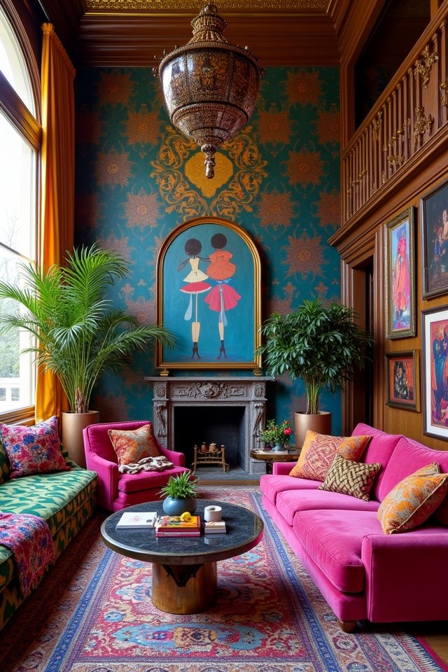 dramatic colorful accent walls