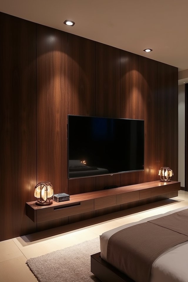 dramatic dark wood panels