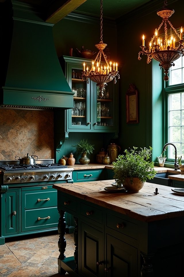 dramatic gothic kitchen lighting