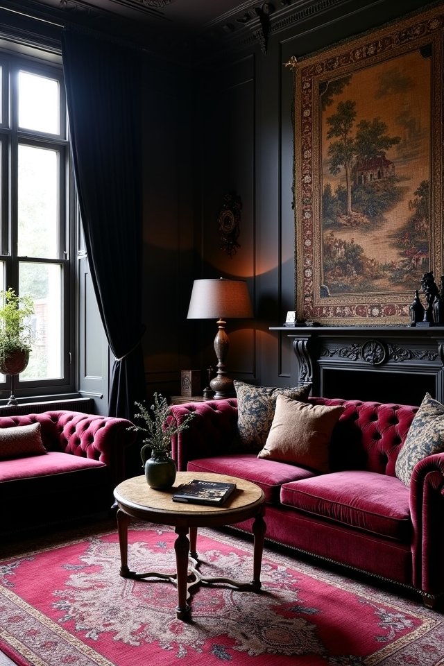 dramatic gothic textile accents