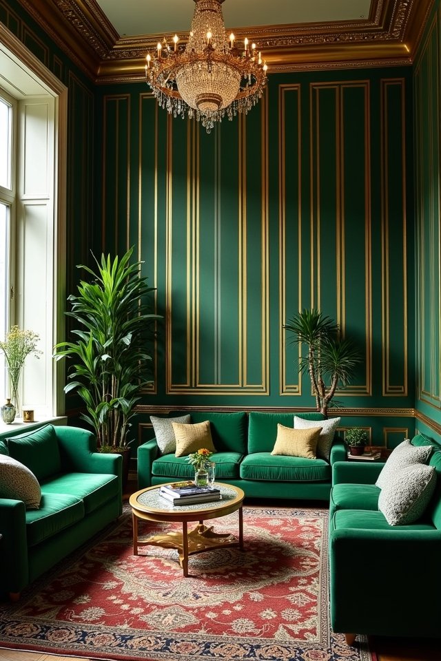 dramatic green gold wallpaper