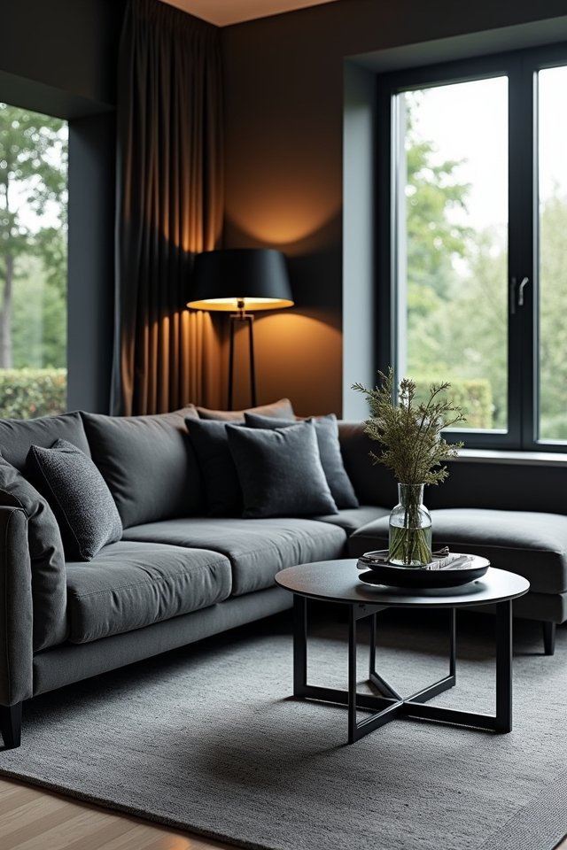 dramatic grey living room