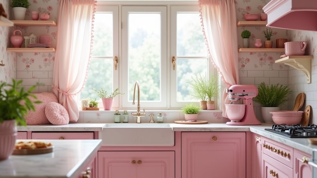 dreamy pink kitchen decor