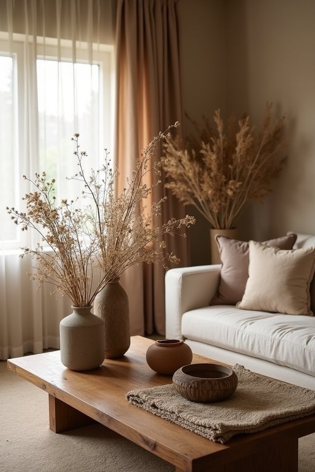 dried floral arrangements enhance decor