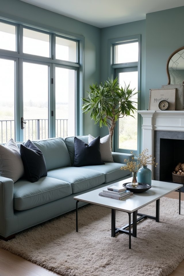 dusty blue and charcoal elegance