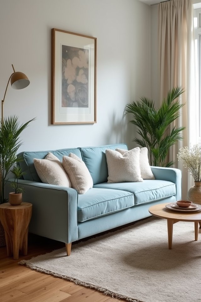 dusty blue living room elegance