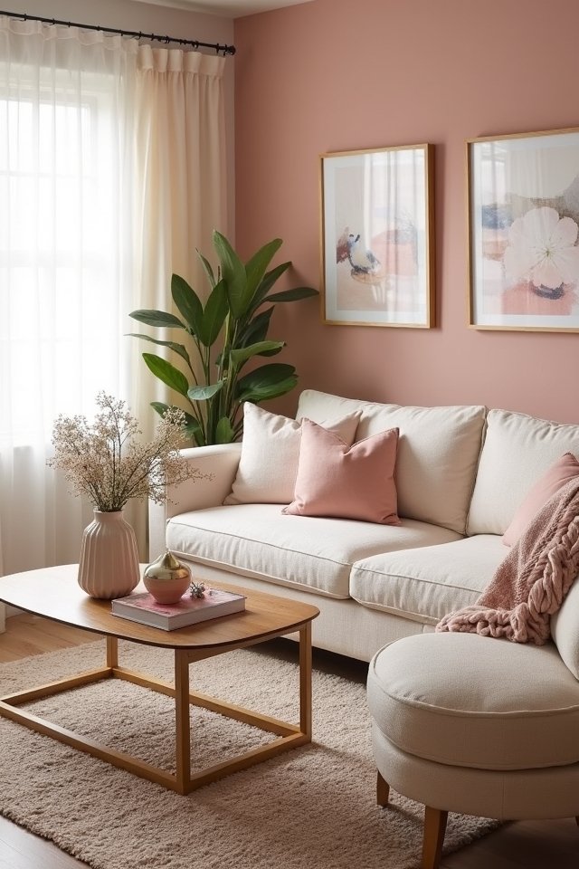 dusty rose living room elegance