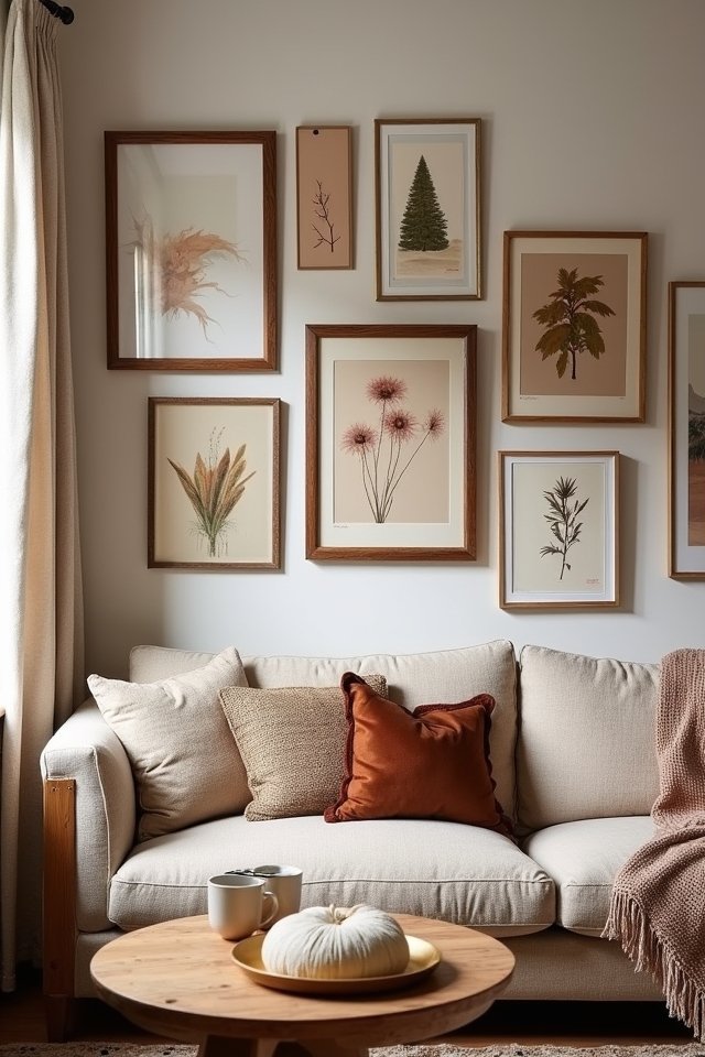 earth tone gallery wall