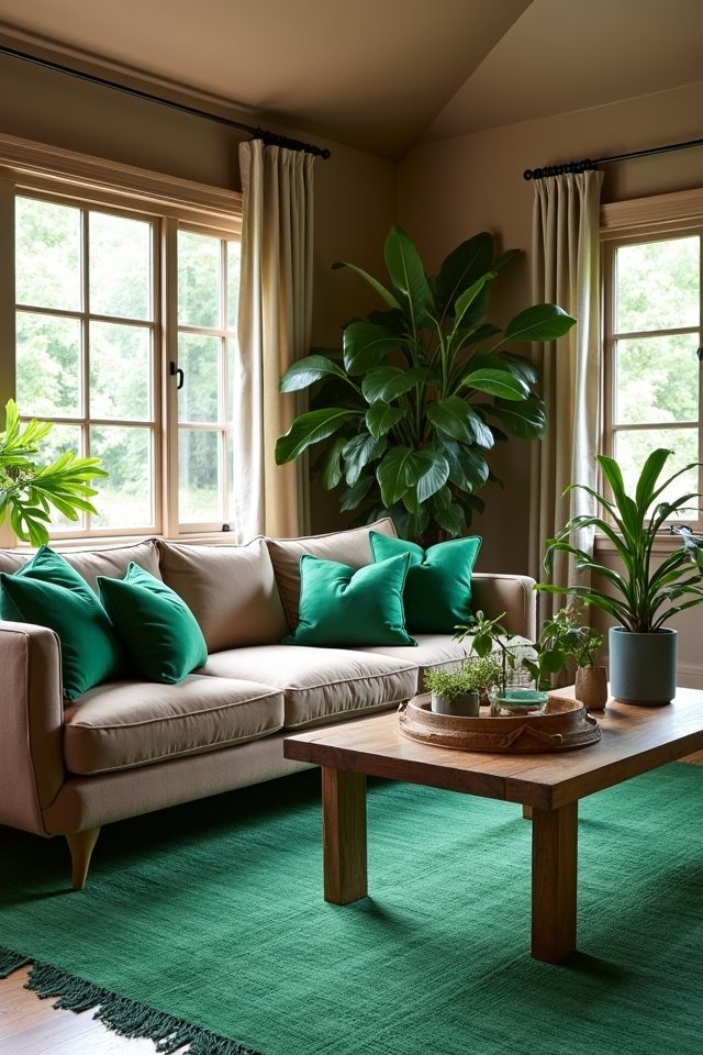 earthy taupe vibrant green
