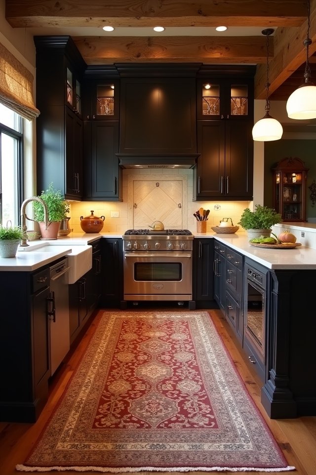earthy toned cozy kitchen rugs
