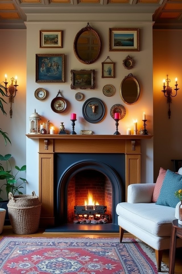 eclectic art gallery wall