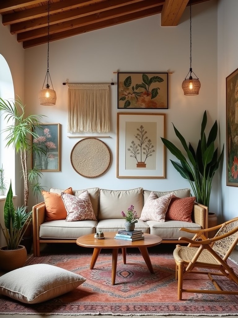 eclectic art wall arrangement