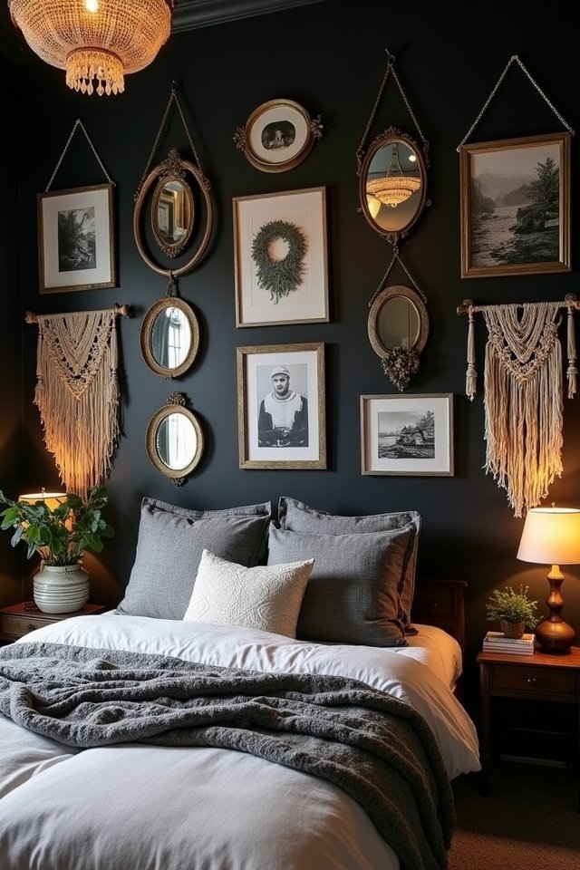 eclectic black gallery wall