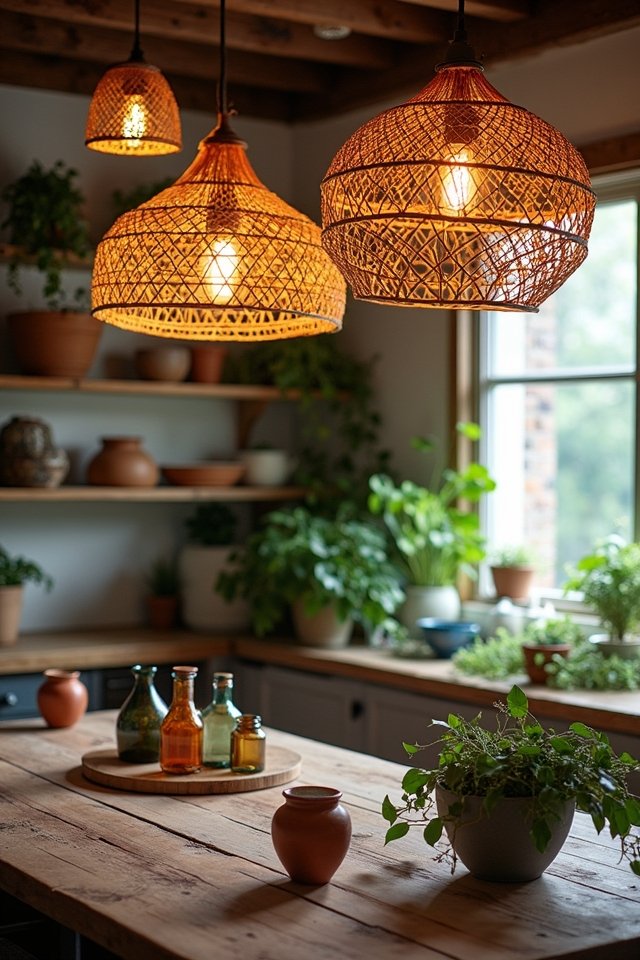 eclectic boho kitchen lighting