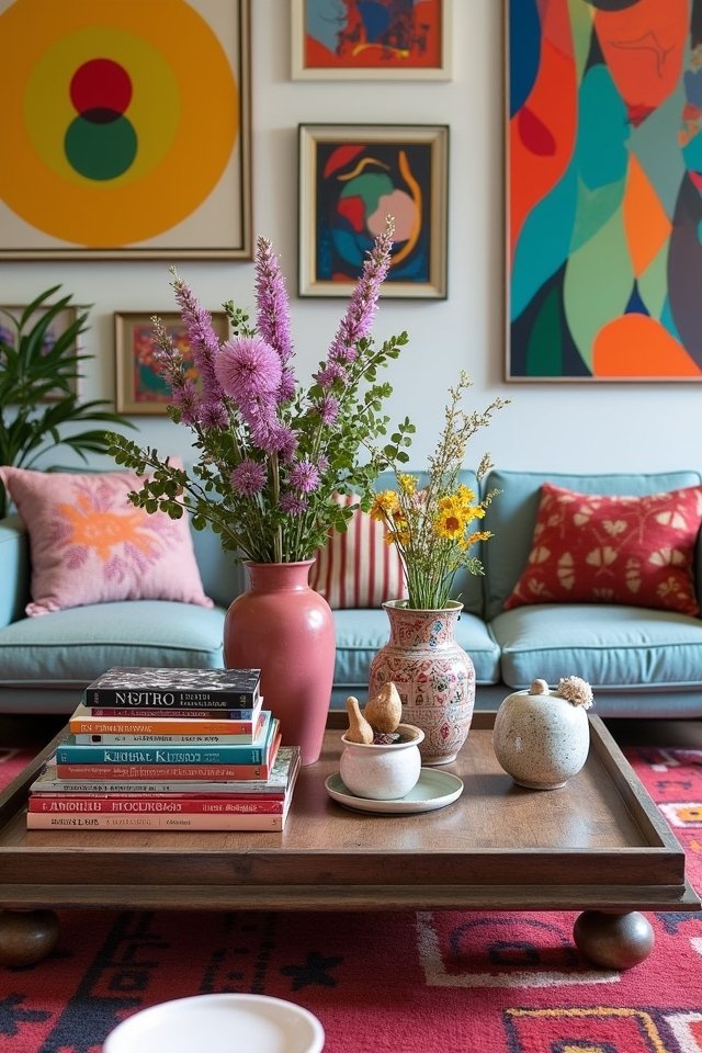 eclectic coffee table arrangements