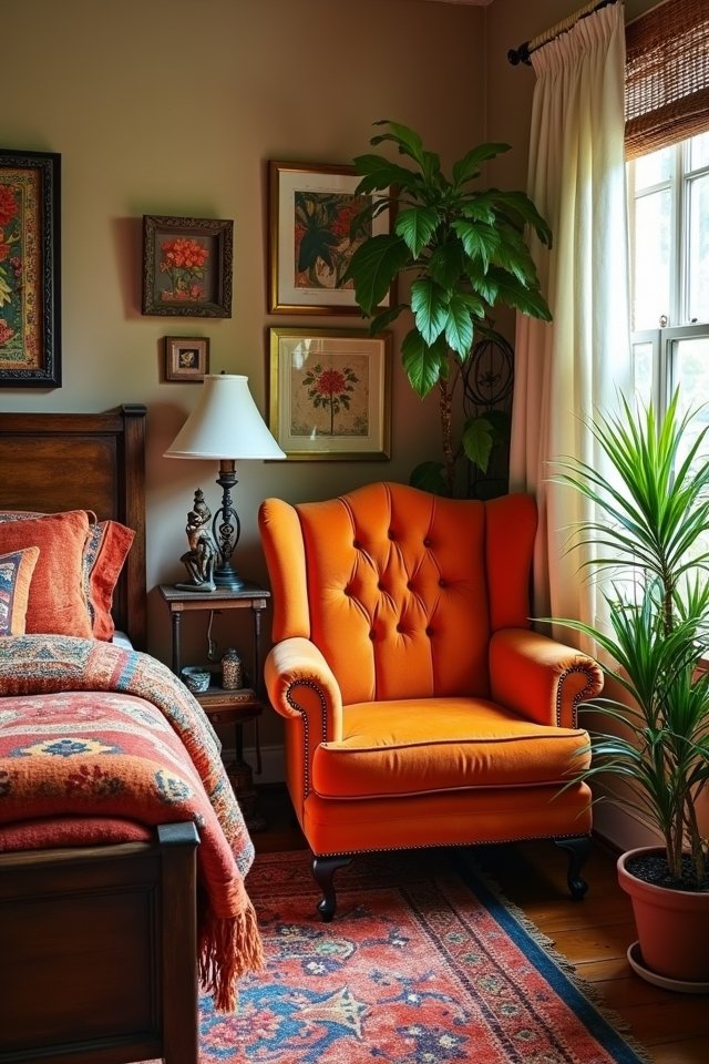 eclectic orange furniture accents
