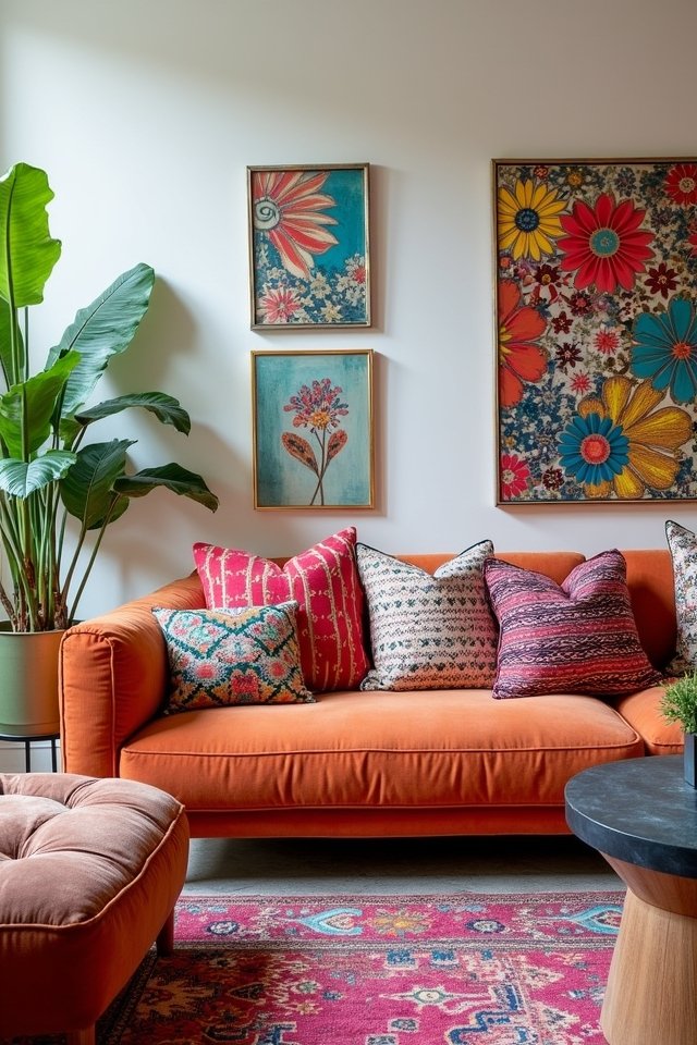 eclectic vibrant pillow mix