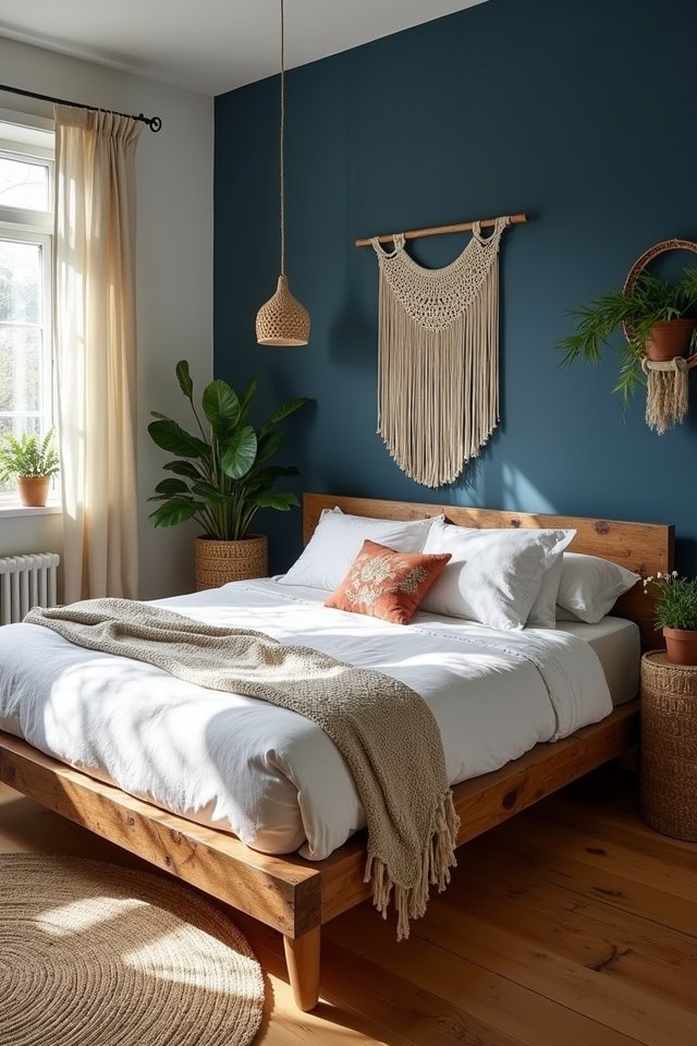 eco friendly navy bedroom decor