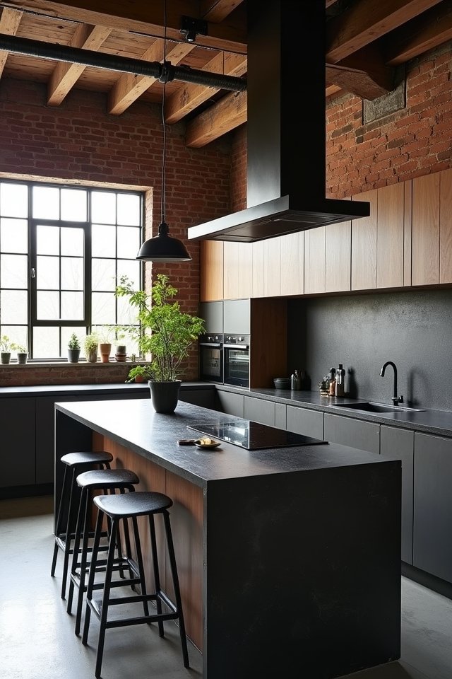 edgy black concrete countertops
