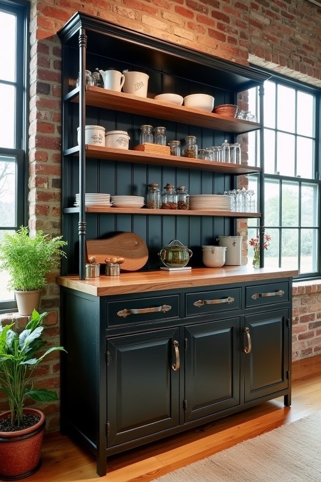 edgy industrial kitchen hutch