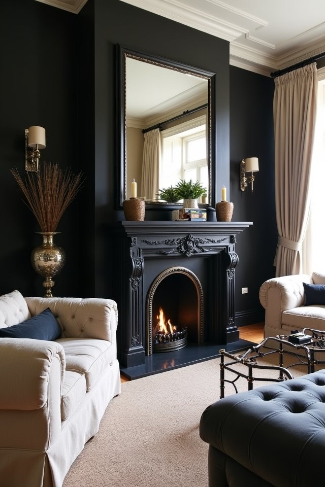 elegant black and cream fireplace