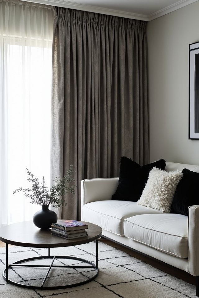 elegant black and white curtains