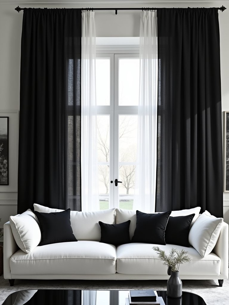 elegant black and white curtains