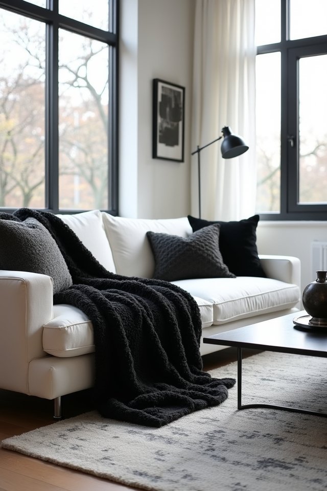 elegant black and white throws